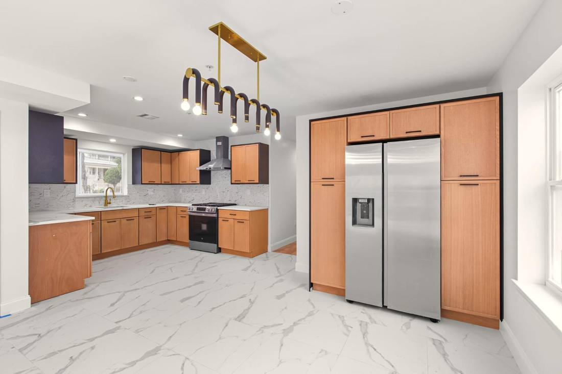White kitchen with island