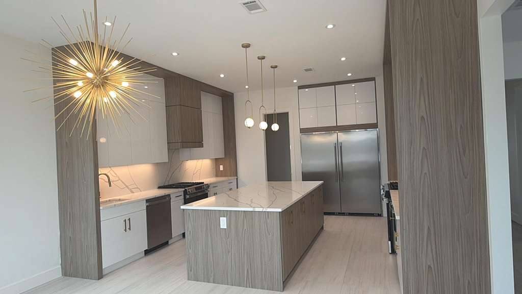 Wood-tone kitchen cabinetry